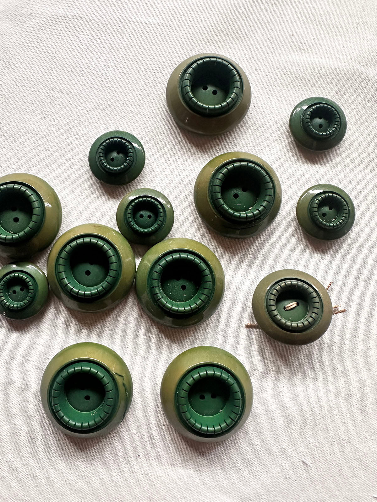 Vintage Italian Midcentury Green Buttons - L'Etoffe Fabrics LLC