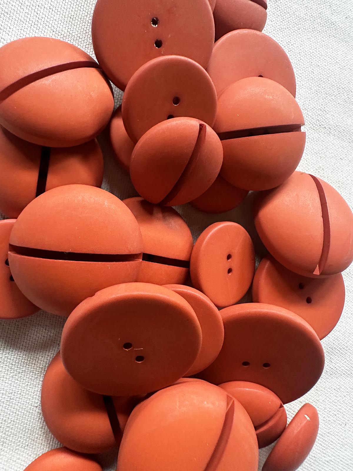 Vintage Italian Midcentury Matte Orange Buttons - L'Etoffe Fabrics LLC