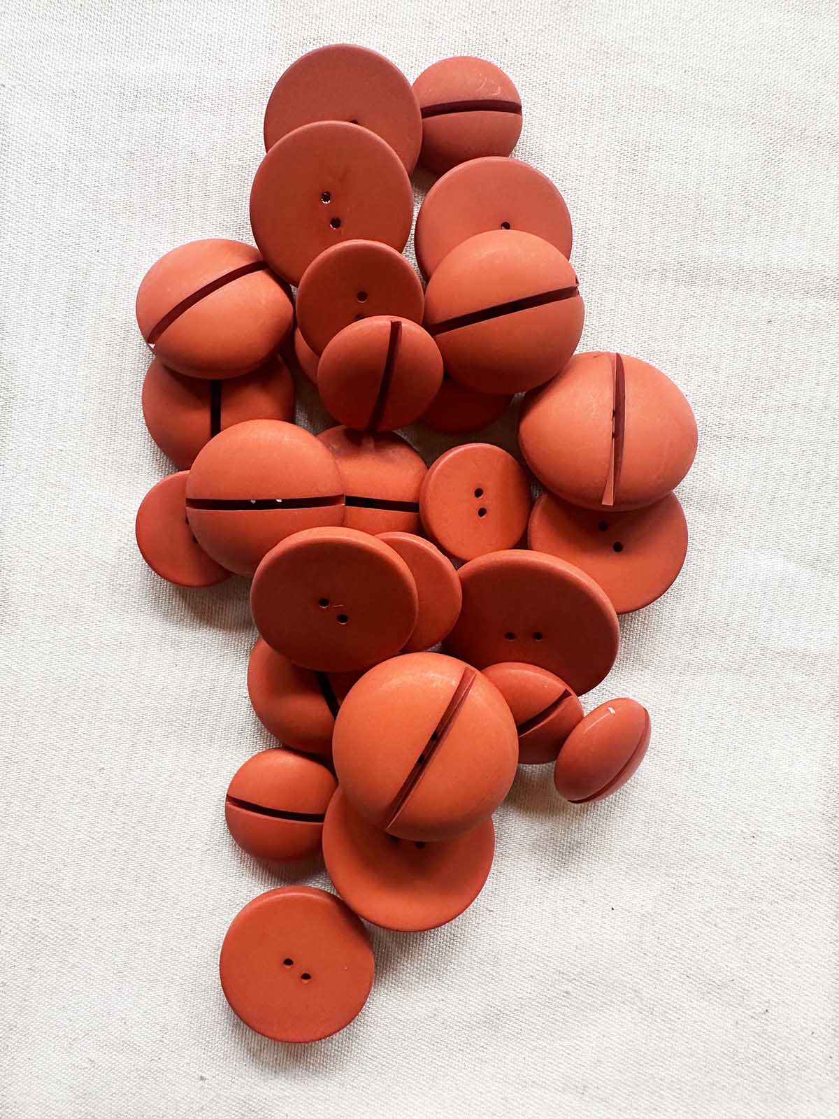 Vintage Italian Midcentury Matte Orange Buttons - L'Etoffe Fabrics LLC
