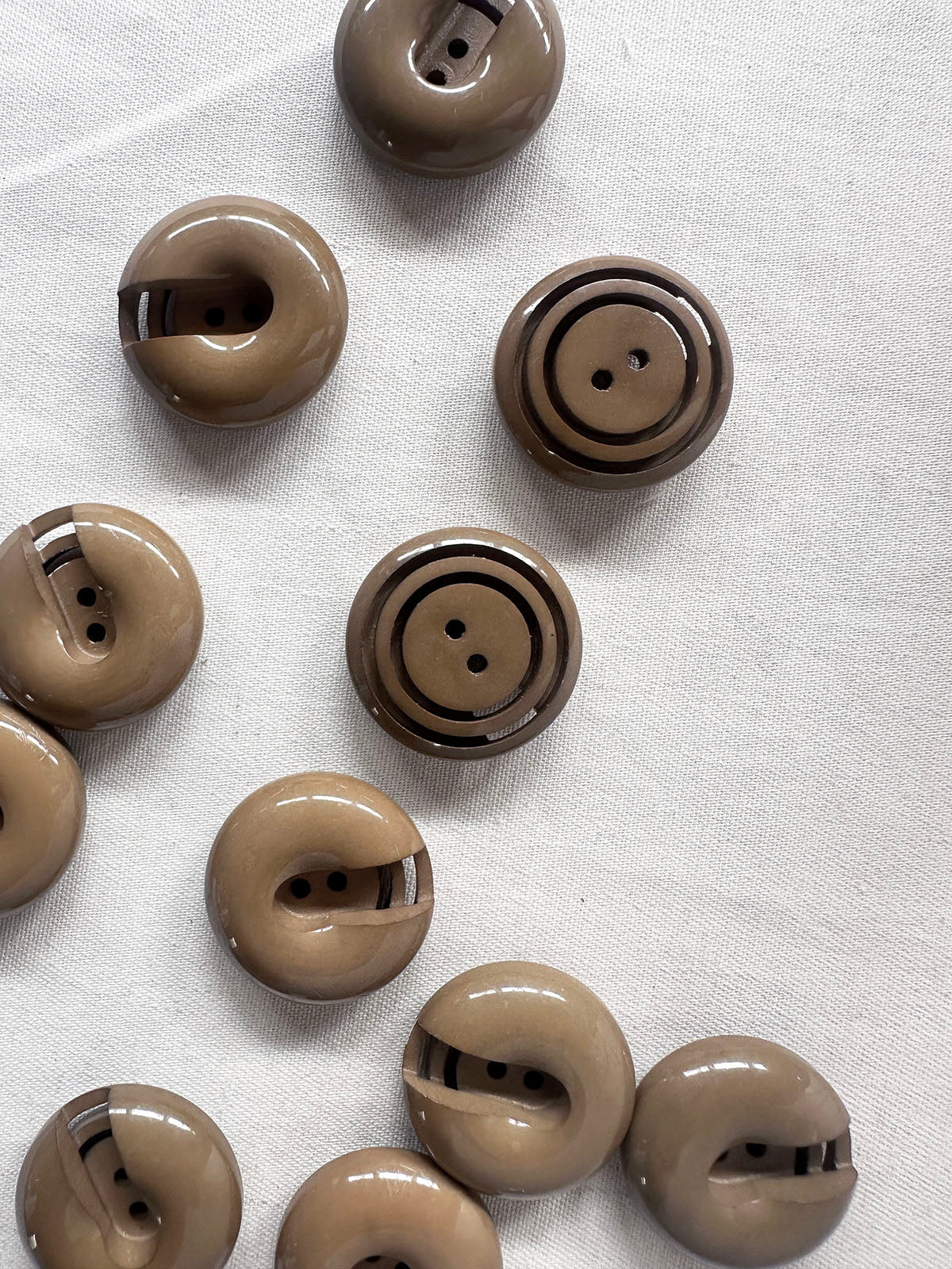 Vintage Italian Midcentury Shiny Taupe Buttons - L'Etoffe Fabrics LLC