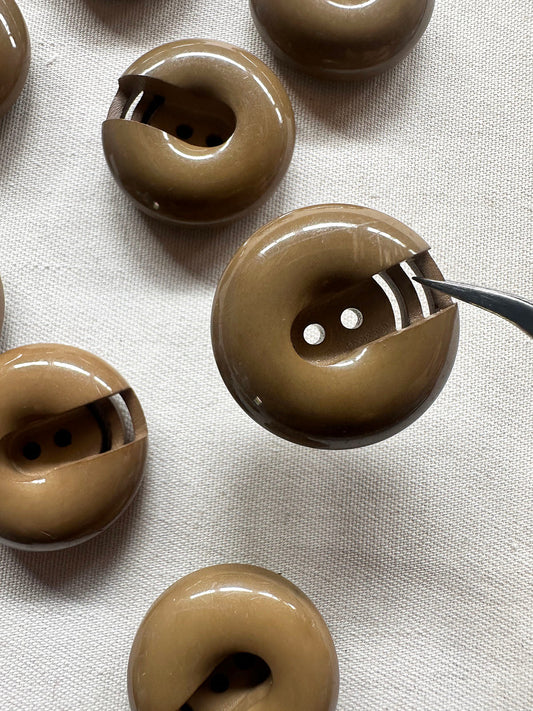 Vintage Italian Midcentury Shiny Taupe Buttons - L'Etoffe Fabrics LLC