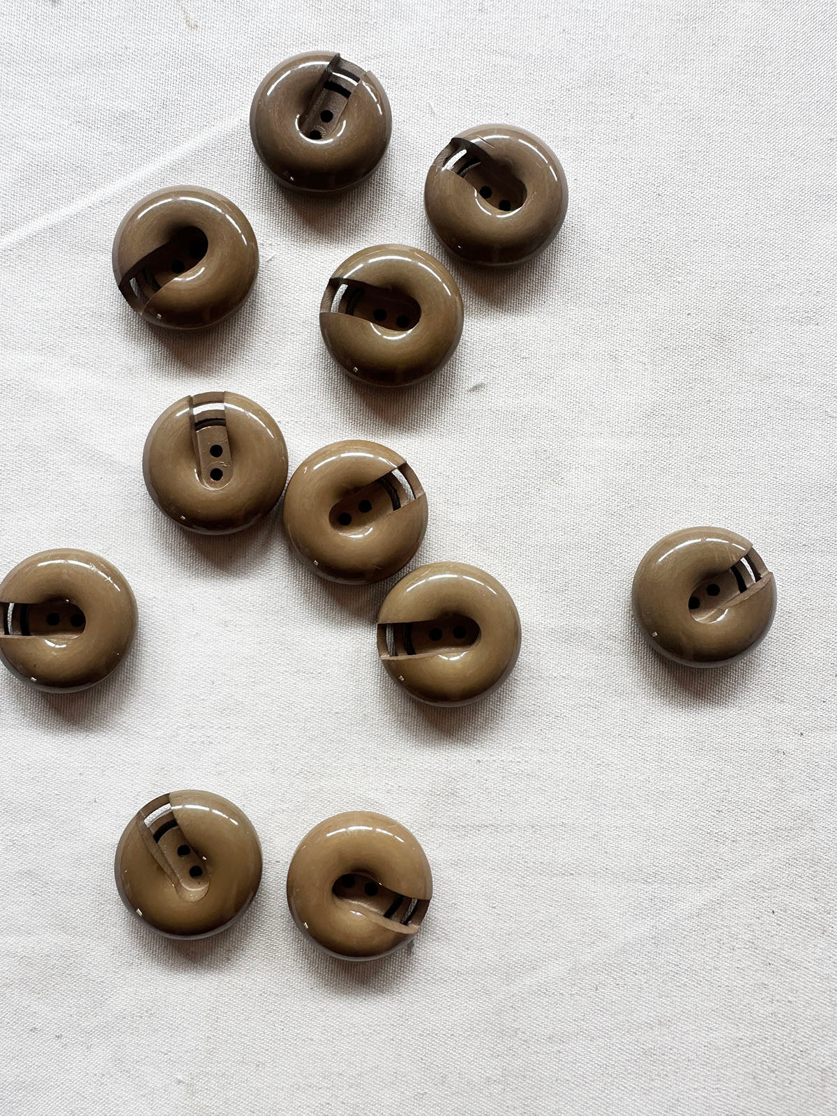Vintage Italian Midcentury Shiny Taupe Buttons - L'Etoffe Fabrics LLC
