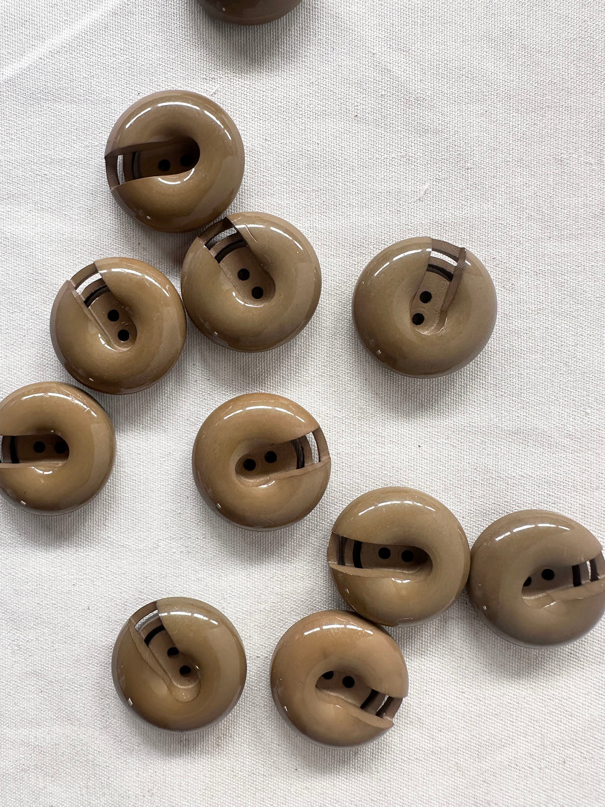 Vintage Italian Midcentury Shiny Taupe Buttons - L'Etoffe Fabrics LLC