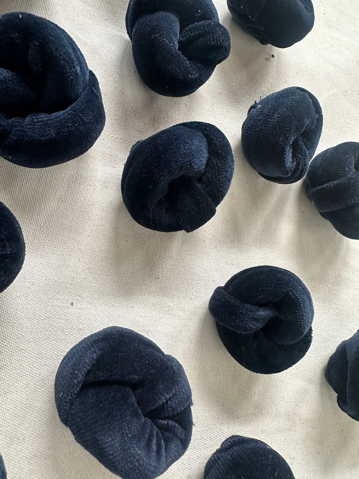 Vintage Italian Midnight Blue Velvet Knot Buttons - L'Etoffe Fabrics LLC