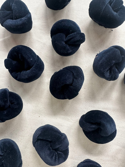 Vintage Italian Midnight Blue Velvet Knot Buttons - L'Etoffe Fabrics LLC