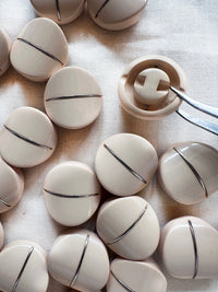 Vintage Italian Mod Minimal Chrome Stripe Buttons - L'Etoffe Fabrics LLC