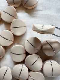 Vintage Italian Mod Minimal Chrome Stripe Buttons - L'Etoffe Fabrics LLC