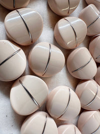Vintage Italian Mod Minimal Chrome Stripe Buttons - L'Etoffe Fabrics LLC