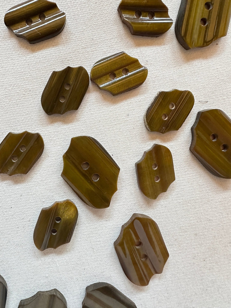Vintage Italian Ochre Jagged Buttons - L'Etoffe Fabrics LLC
