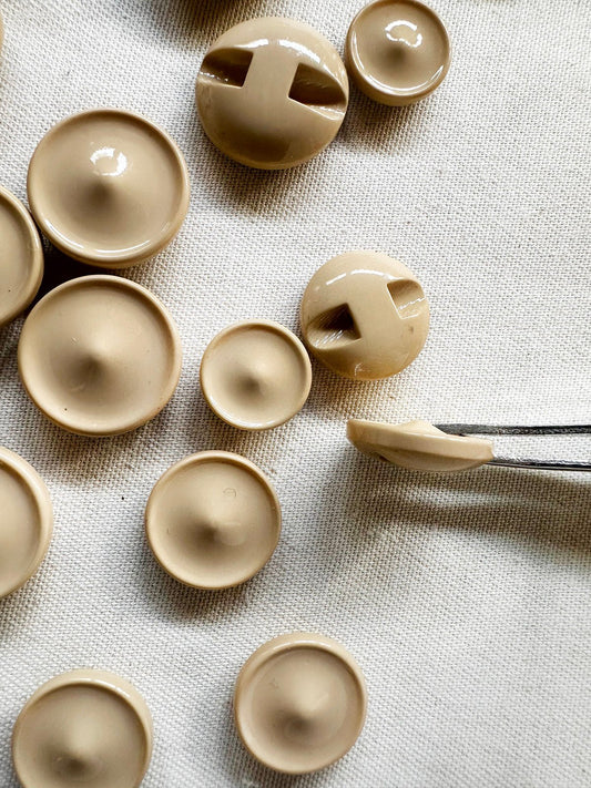 Vintage Italian Peaked Buttons Glossy Beige - L'Etoffe Fabrics LLC