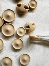 Vintage Italian Peaked Buttons Glossy Beige - L'Etoffe Fabrics LLC