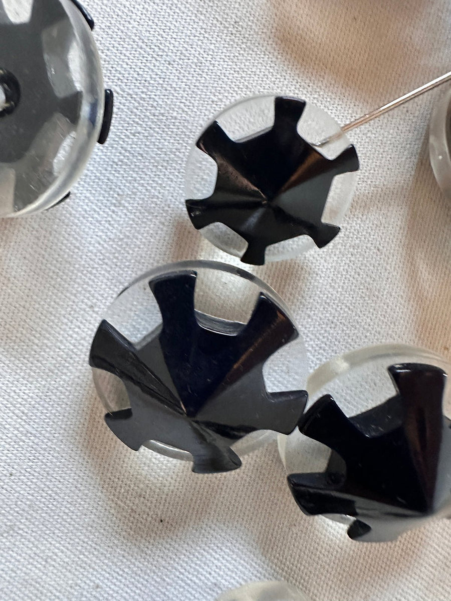 Vintage Italian Pinwheel Buttons - Midnight Almost Black - L'Etoffe Fabrics LLC