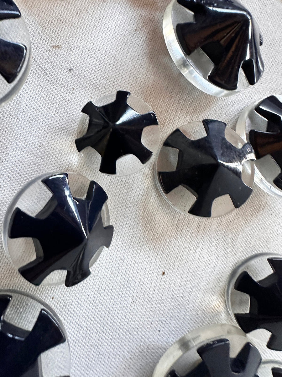 Vintage Italian Pinwheel Buttons - Midnight Almost Black - L'Etoffe Fabrics LLC