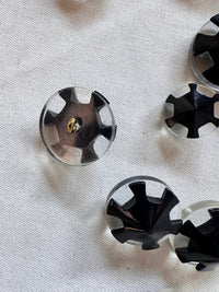 Vintage Italian Pinwheel Buttons - Midnight Almost Black - L'Etoffe Fabrics LLC