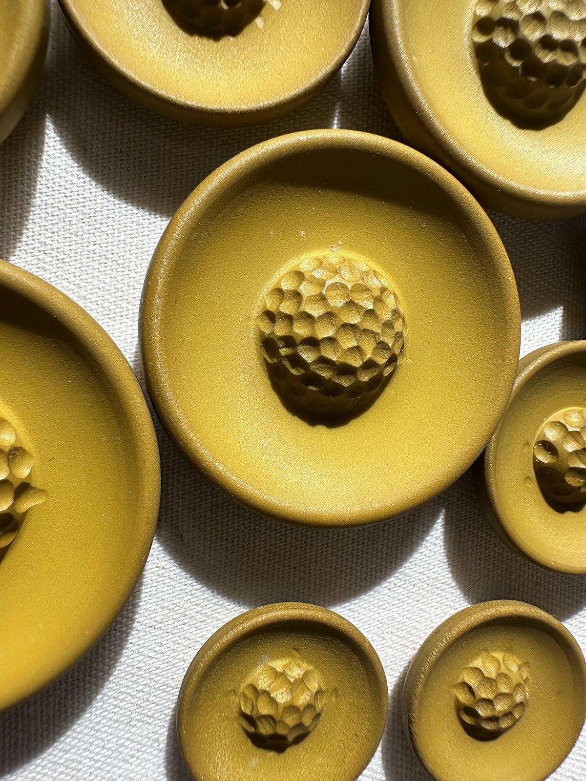 Vintage Italian Pistil Buttons Matte Ochre - L'Etoffe Fabrics LLC