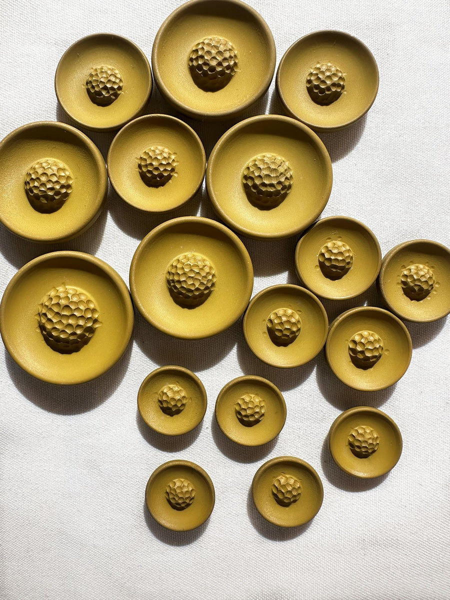 Vintage Italian Pistil Buttons Matte Ochre - L'Etoffe Fabrics LLC