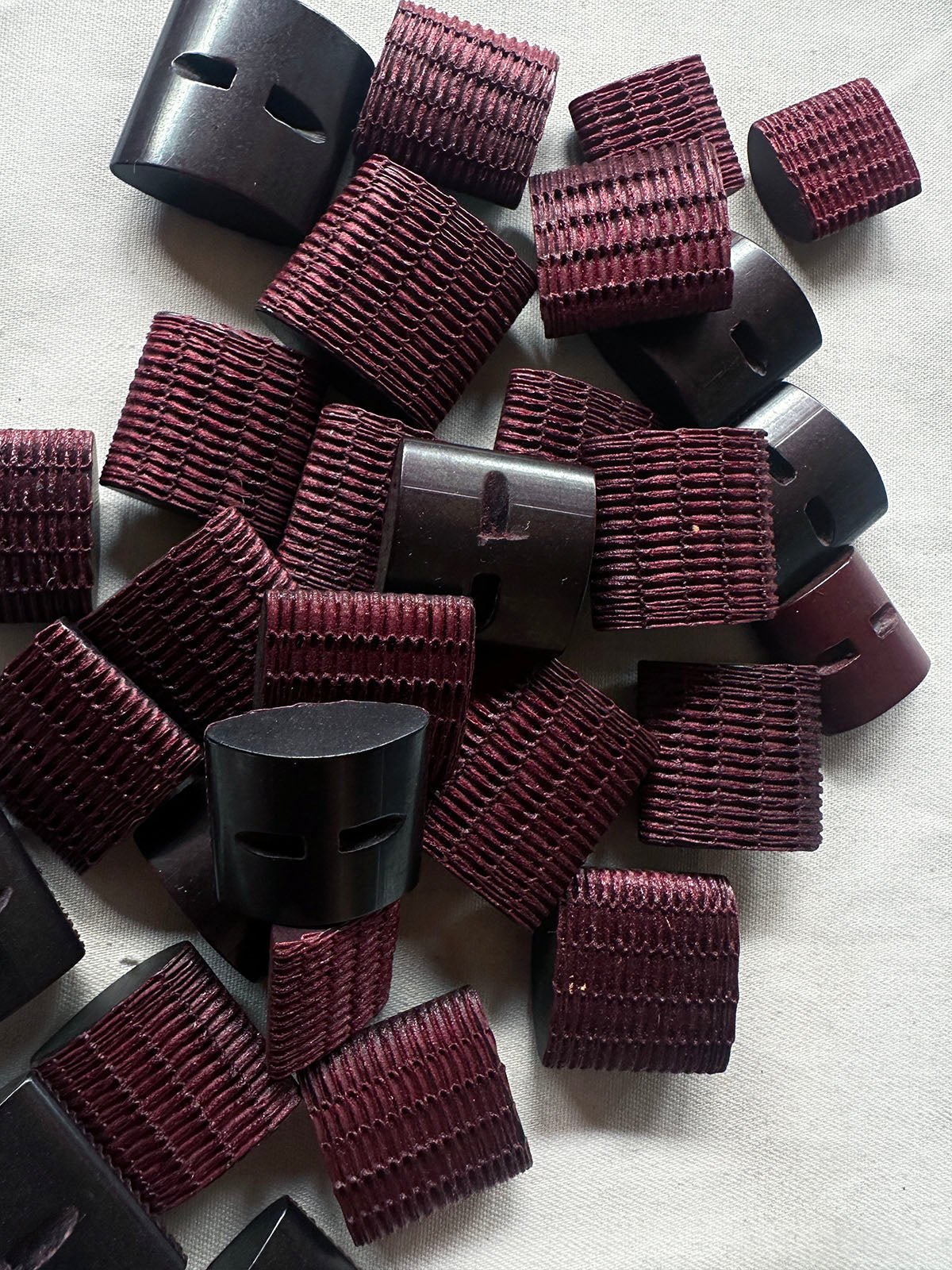Vintage Italian Plum Basket Texture Buttons - L'Etoffe Fabrics LLC
