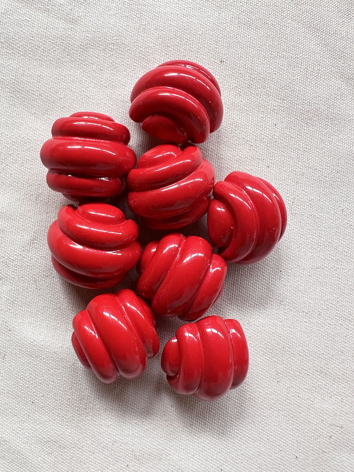 Vintage Italian Red Glossy Futurist Buttons - L'Etoffe Fabrics LLC