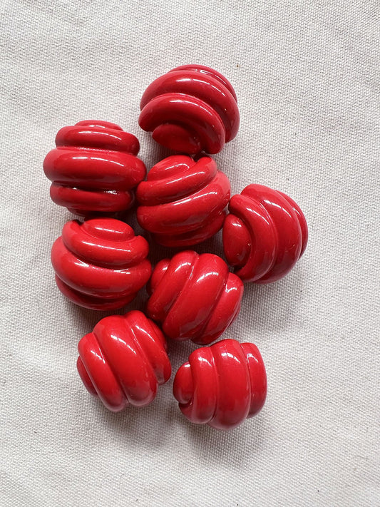 Vintage Italian Red Glossy Futurist Buttons - L'Etoffe Fabrics LLC