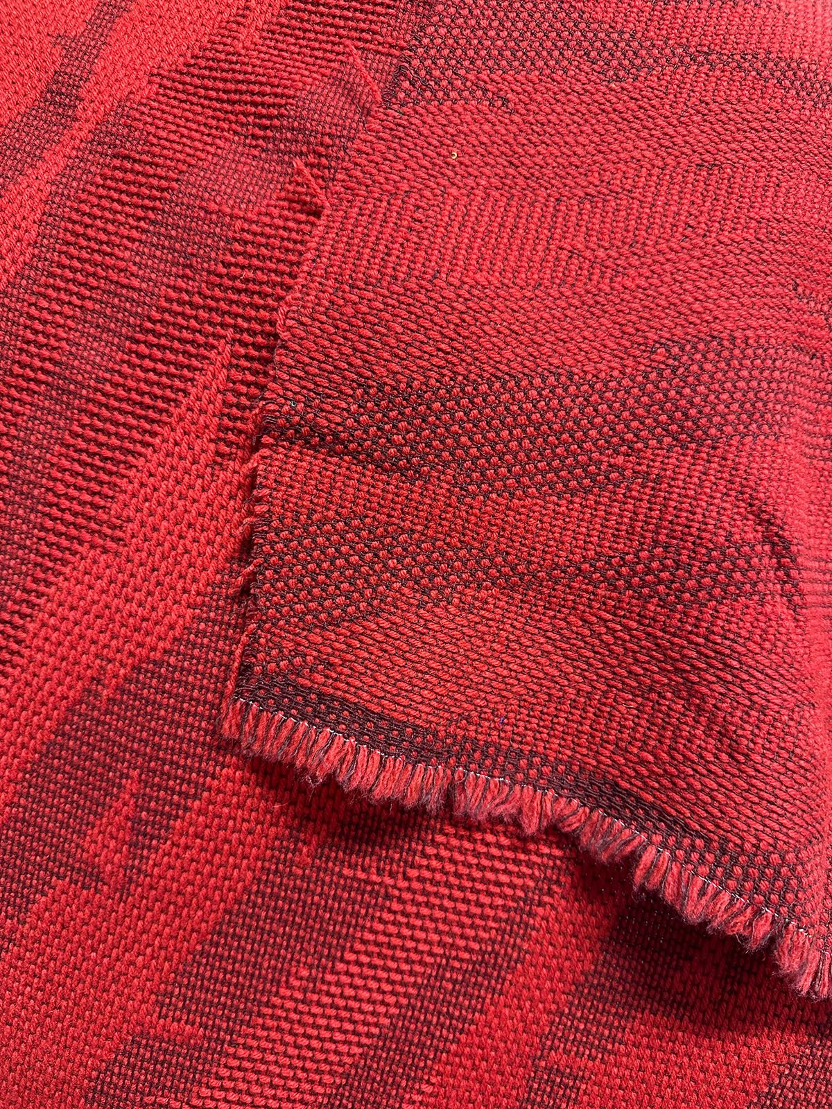 Vintage Italian Red Graphic Weave Woolen Ziggy Stardust - L'Etoffe Fabrics LLC
