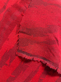 Vintage Italian Red Graphic Weave Woolen Ziggy Stardust - L'Etoffe Fabrics LLC