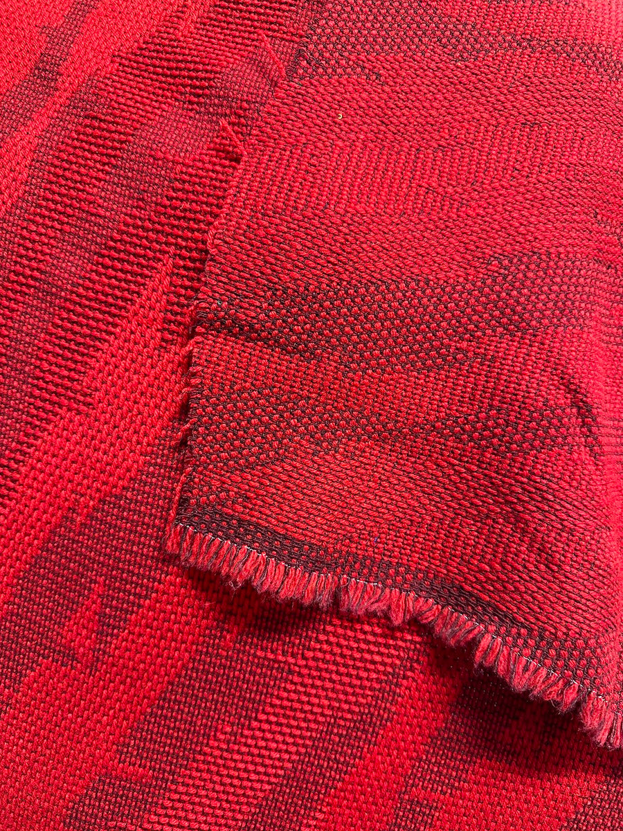 Vintage Italian Red Graphic Weave Woolen Ziggy Stardust - L'Etoffe Fabrics LLC