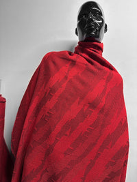 Vintage Italian Red Graphic Weave Woolen Ziggy Stardust - L'Etoffe Fabrics LLC