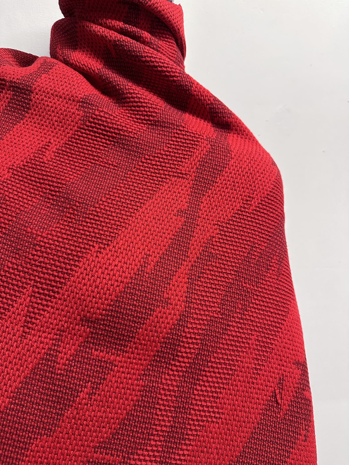 Vintage Italian Red Graphic Weave Woolen Ziggy Stardust - L'Etoffe Fabrics LLC
