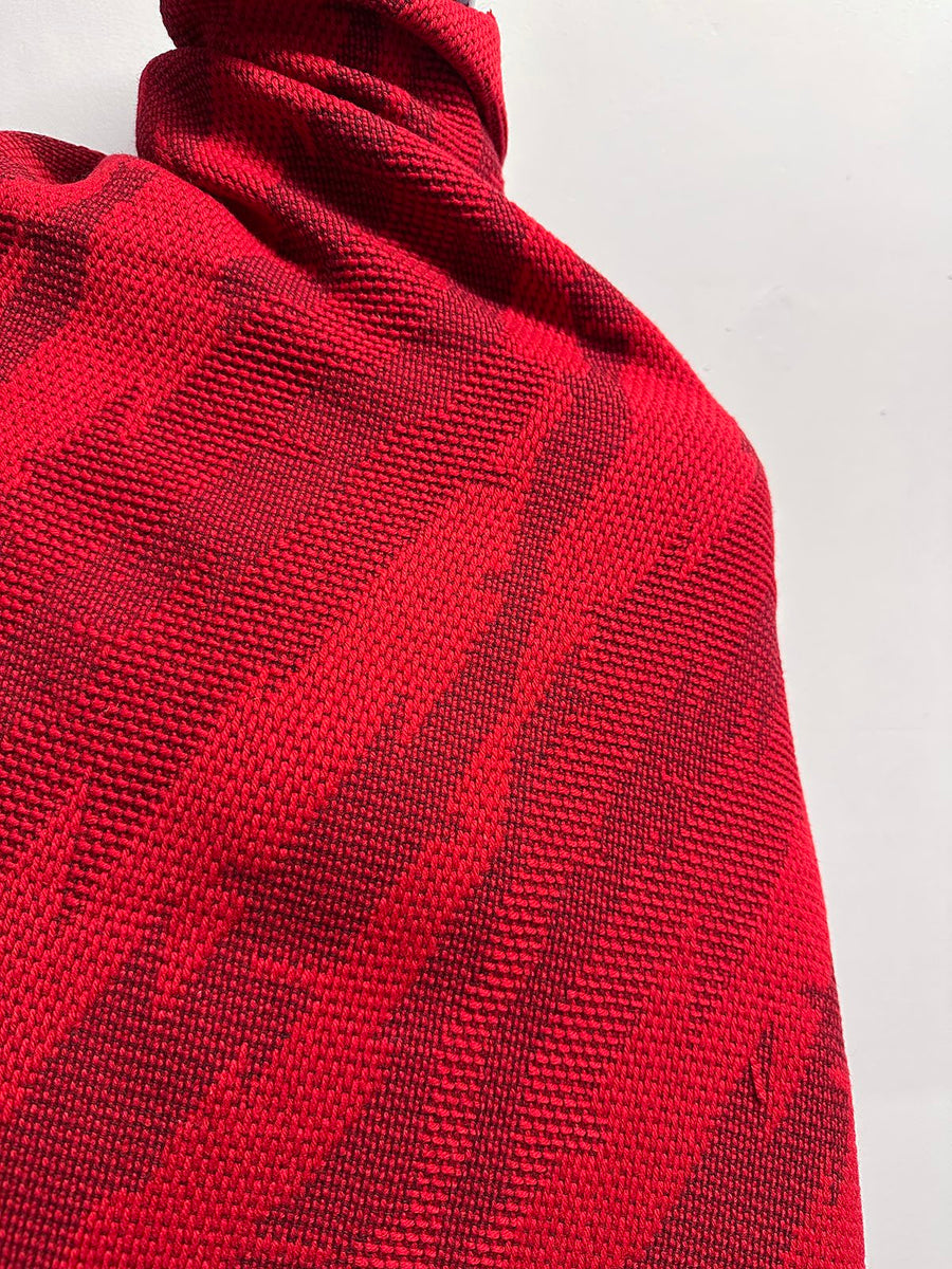 Vintage Italian Red Graphic Weave Woolen Ziggy Stardust - L'Etoffe Fabrics LLC