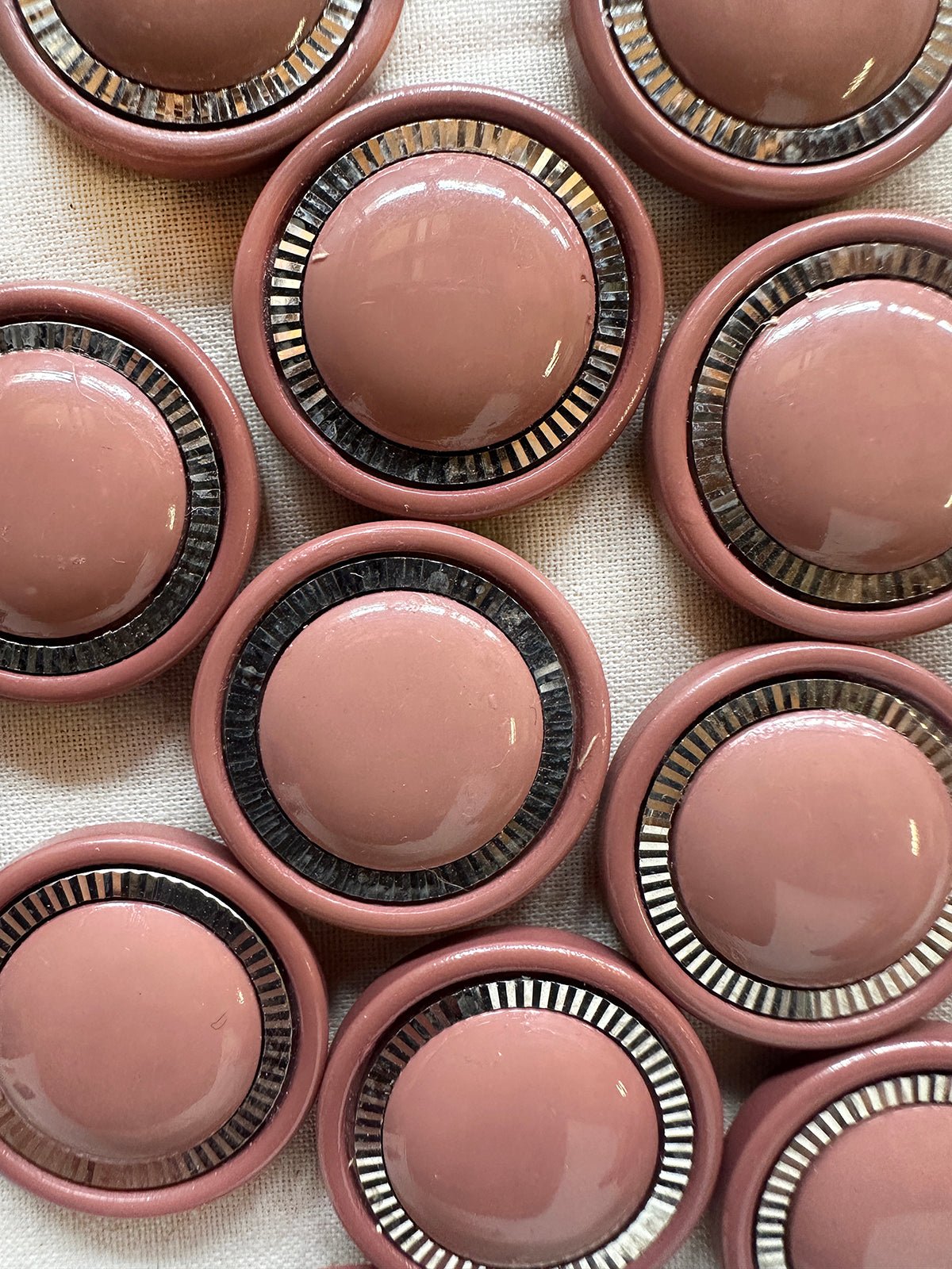 Vintage Italian Rose With Disco Halo Buttons - L'Etoffe Fabrics LLC