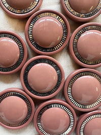 Vintage Italian Rose With Disco Halo Buttons - L'Etoffe Fabrics LLC