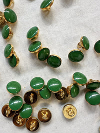 Vintage Italian Round Gold Jade Green Shirt Buttons - L'Etoffe Fabrics LLC