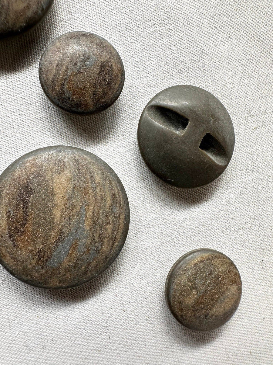 Vintage Italian Sand Grey Beach Stone Buttons - L'Etoffe Fabrics LLC