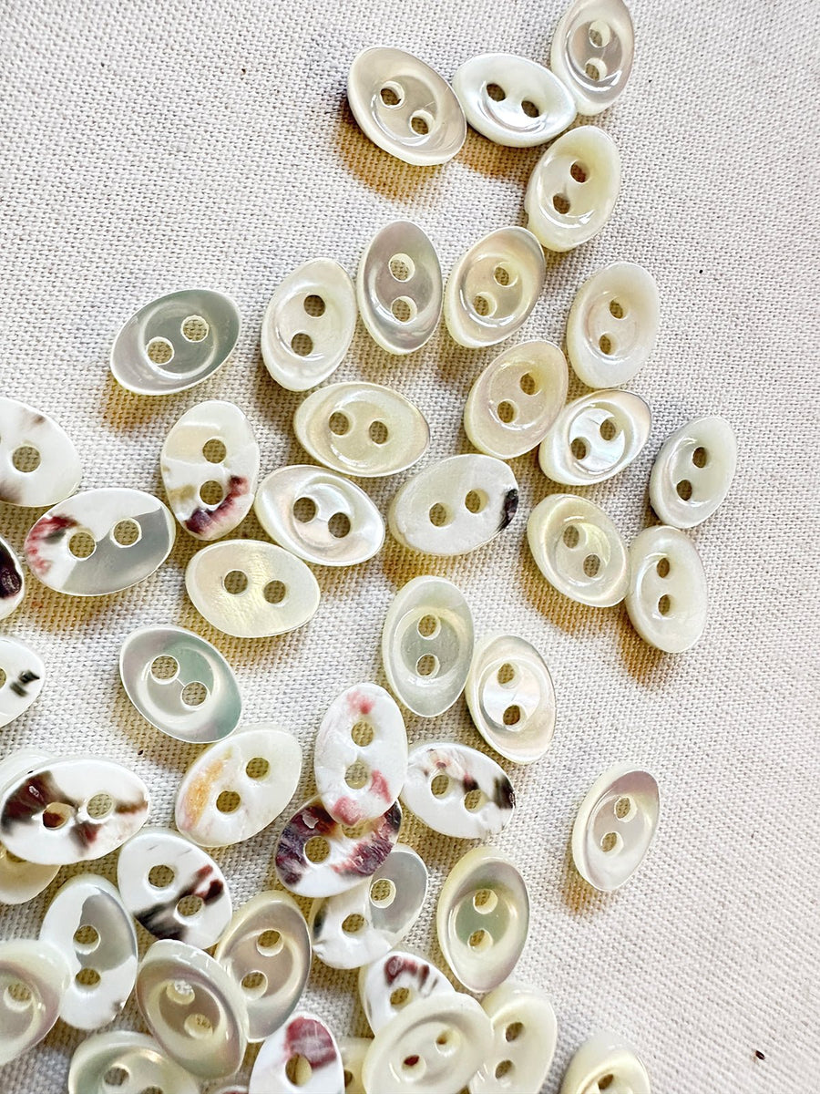 Vintage Italian Shell Oval Blouse Shirt Buttons 11mm - L'Etoffe Fabrics LLC