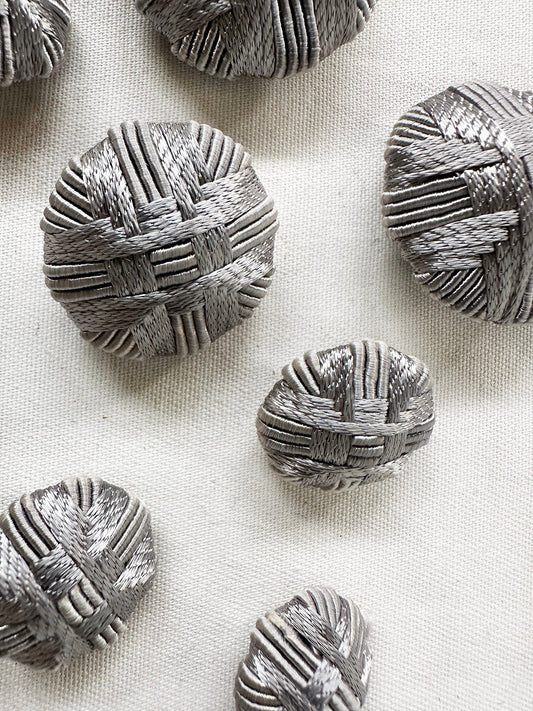 Vintage Italian Silver Passementarie Buttons - L'Etoffe Fabrics LLC