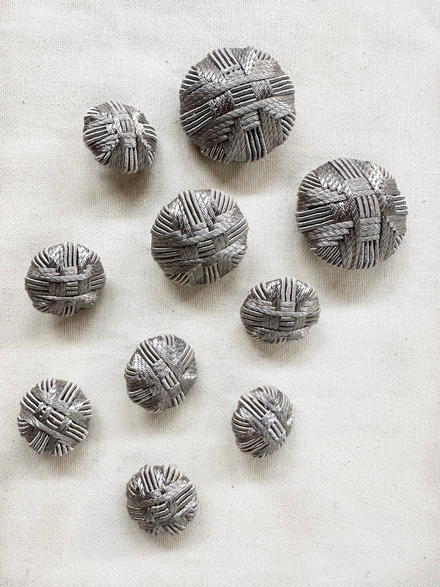 Vintage Italian Silver Passementarie Buttons - L'Etoffe Fabrics LLC
