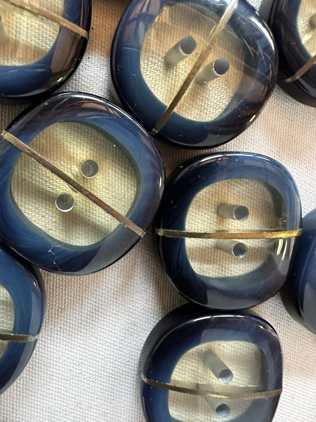 Vintage Italian Space Age Brass Band Buttons - L'Etoffe Fabrics LLC