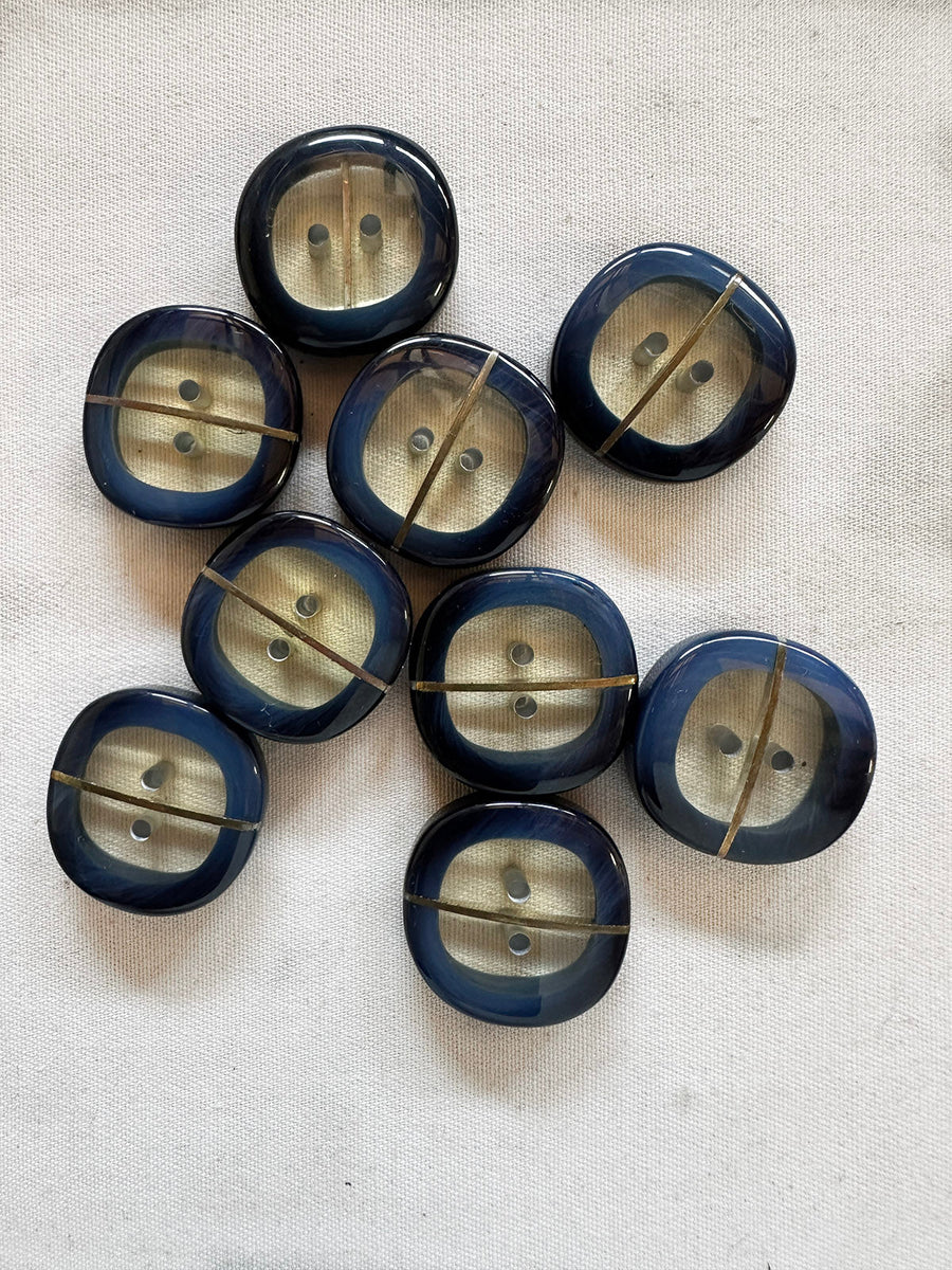 Vintage Italian Space Age Brass Band Buttons - L'Etoffe Fabrics LLC