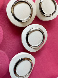 Vintage Italian Space Age White Chrome Buttons - L'Etoffe Fabrics LLC