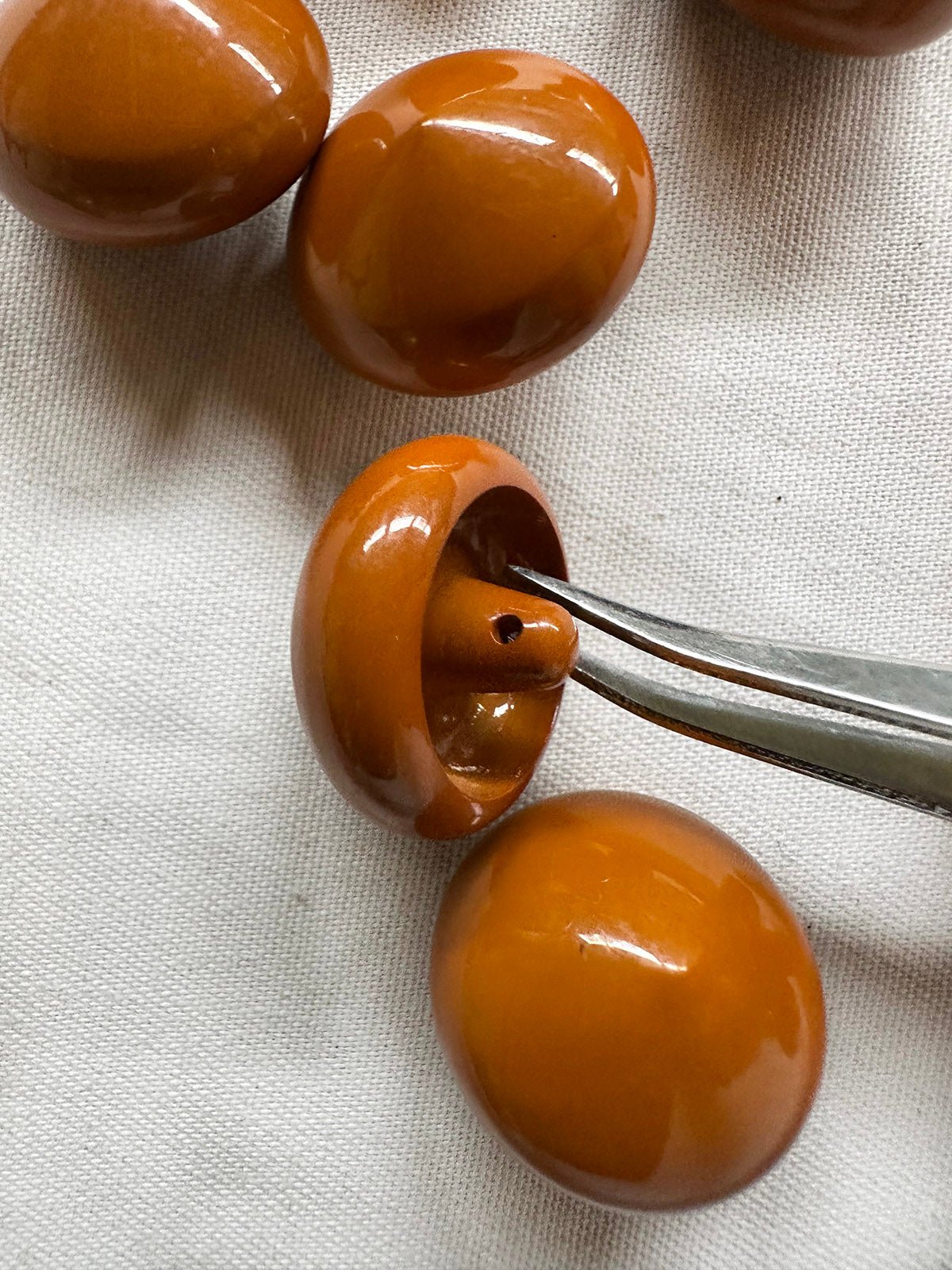 Vintage Italian Spinning Top Buttons Burnt Sienna - L'Etoffe Fabrics LLC