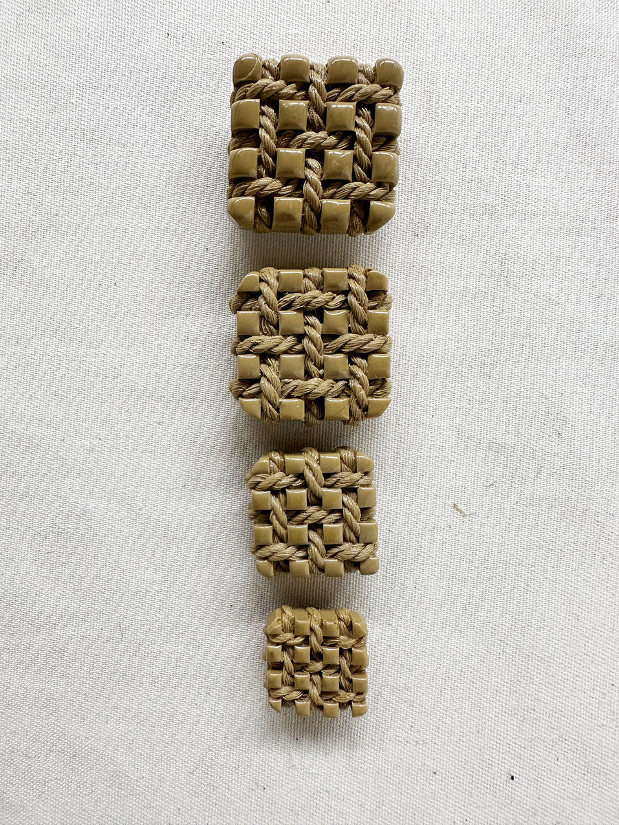 Vintage Italian Taupe Rope Weave Buttons - L'Etoffe Fabrics LLC