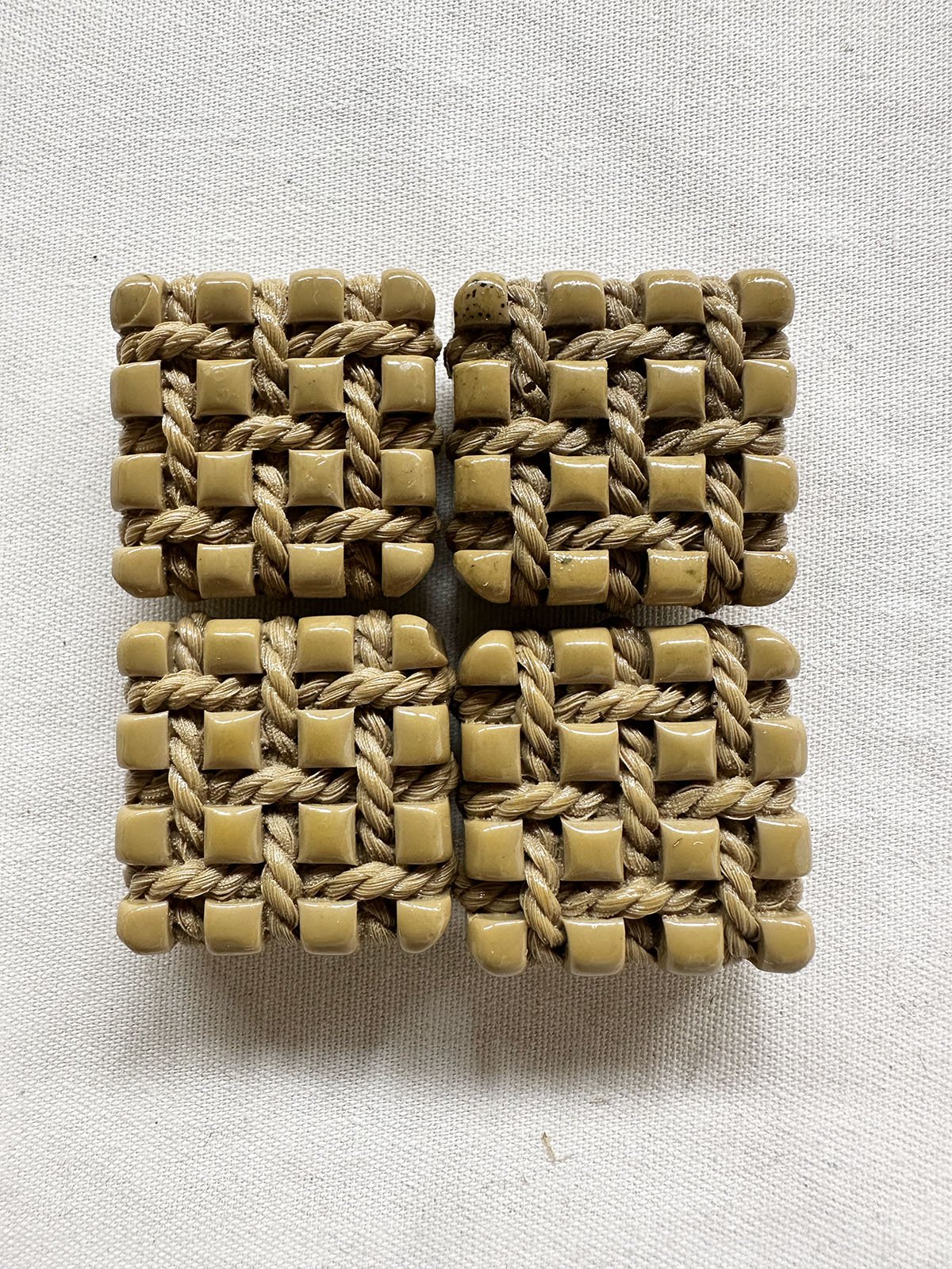 Vintage Italian Taupe Rope Weave Buttons - L'Etoffe Fabrics LLC