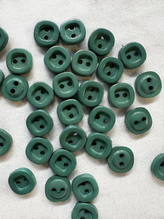 Vintage Italian Thick Square Shirt Buttons In French Army Green - L'Etoffe Fabrics LLC