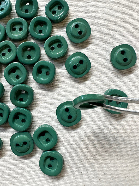 Vintage Italian Thick Square Shirt Buttons In French Army Green - L'Etoffe Fabrics LLC