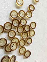 Vintage Italian Translucent Amber Rimmed Pearly Shirt Buttons - L'Etoffe Fabrics LLC