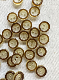 Vintage Italian Translucent Amber Rimmed Pearly Shirt Buttons - L'Etoffe Fabrics LLC