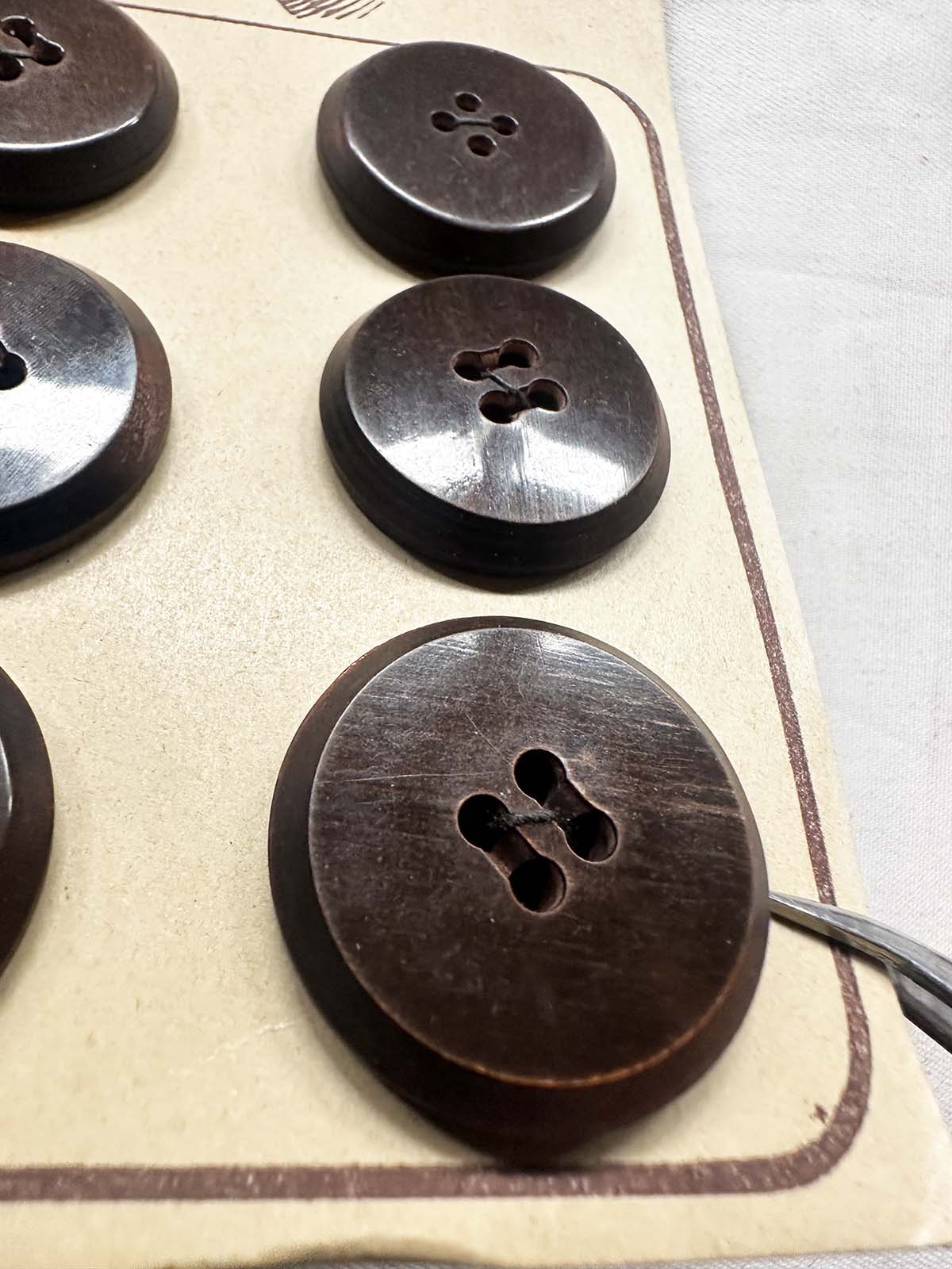 Vintage Italian Trench Coat Horn Buttons - L'Etoffe Fabrics LLC