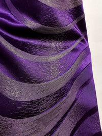 Vintage Purple Gold Waves Satin - L'Etoffe Fabrics LLC