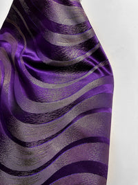 Vintage Purple Gold Waves Satin - L'Etoffe Fabrics LLC