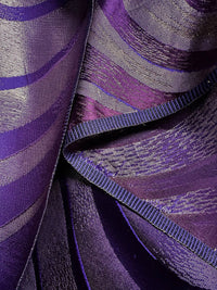 Vintage Purple Gold Waves Satin - L'Etoffe Fabrics LLC